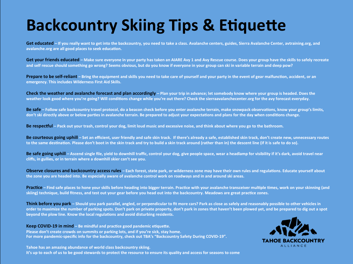 Tahoe backcountry alliance