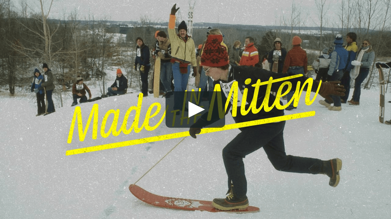 snowboard, made in the mitten
