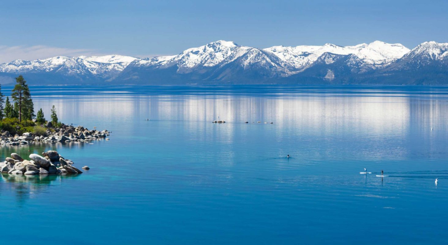 The clear water of lake tahoe