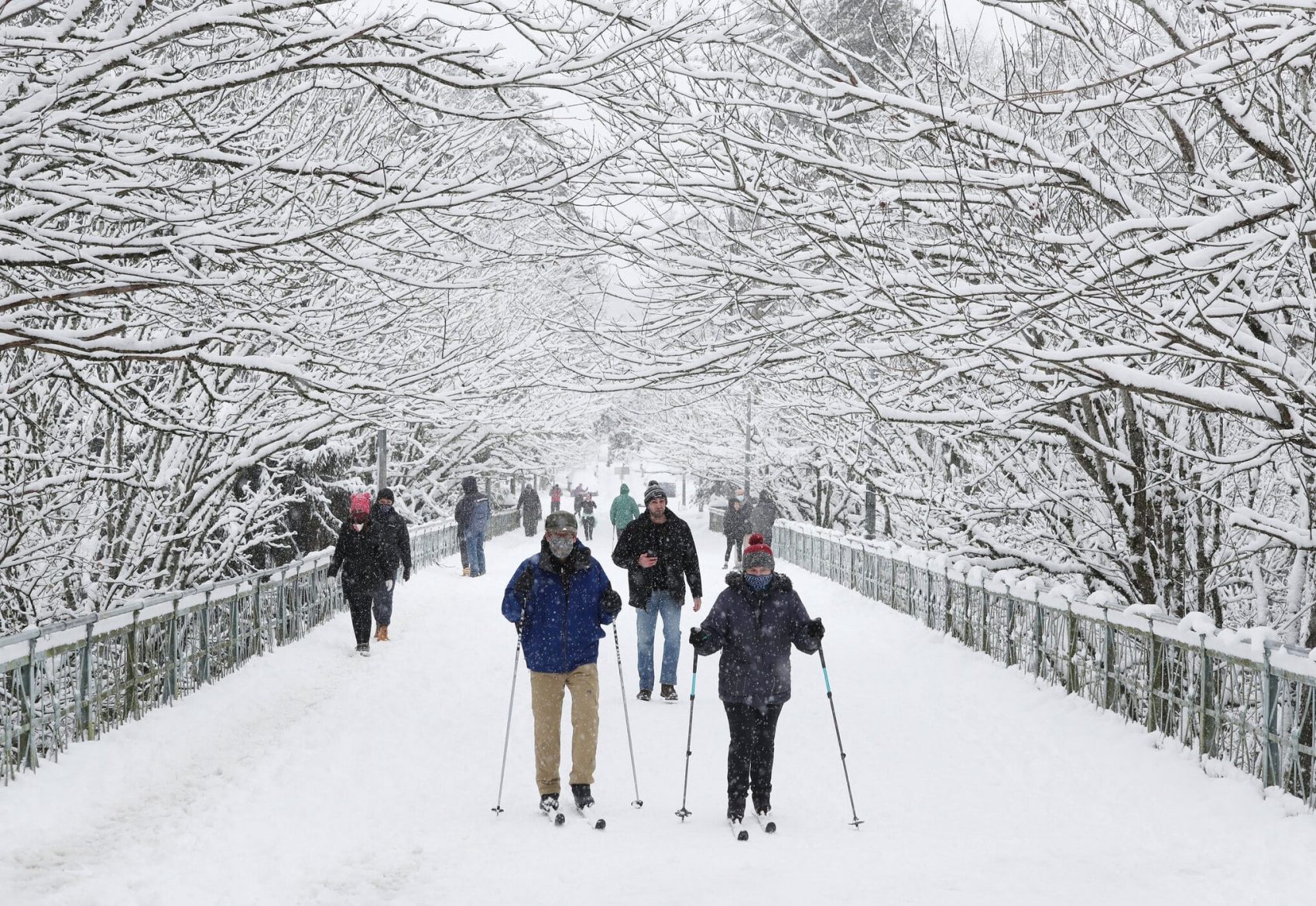 Residents ski the streets