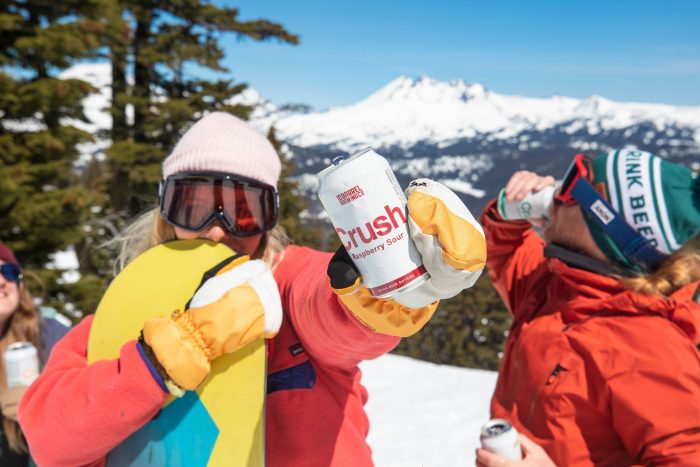 Enjoying 10 barrel beer on the slopes