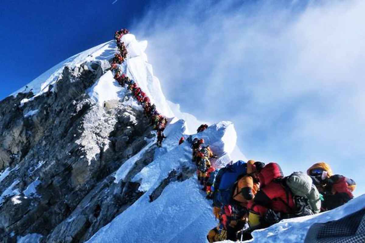 Climbers on The Summit Ridge of Everest