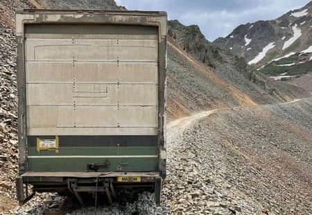 truck, stuck, mountain pass,