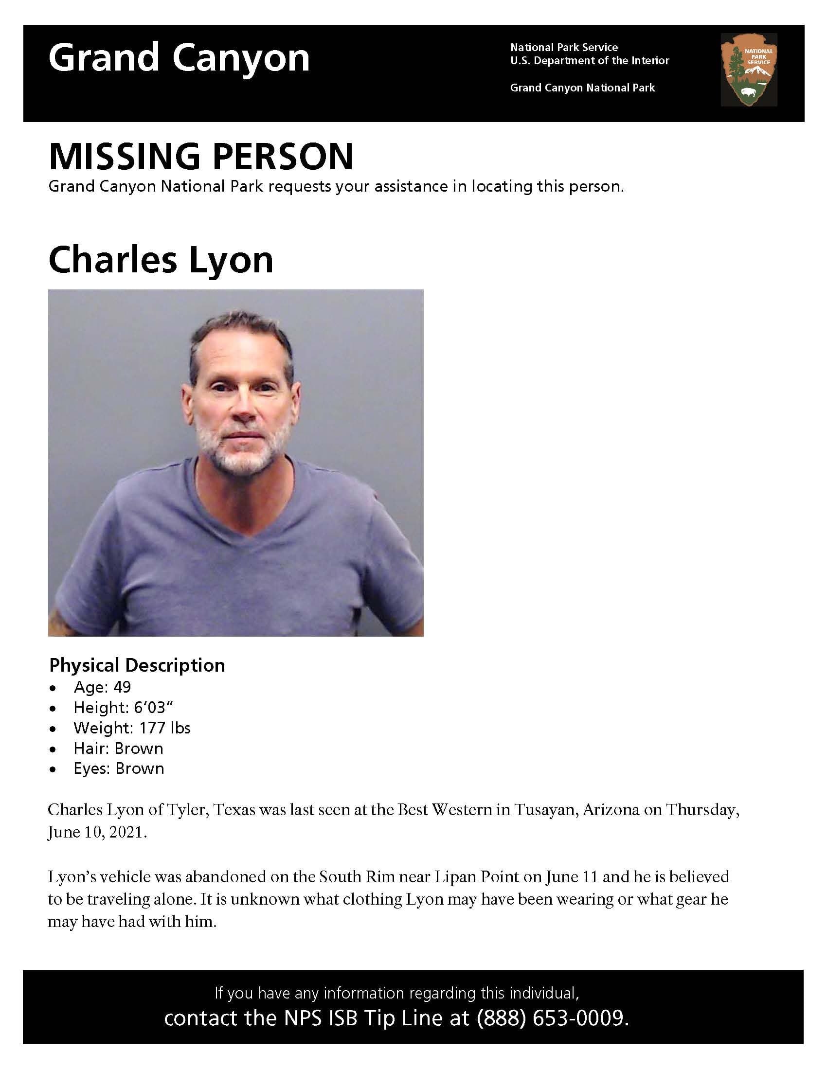 missing man, grand canon national park, Arizona