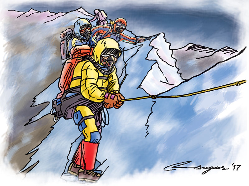 Mountain climbing illustration