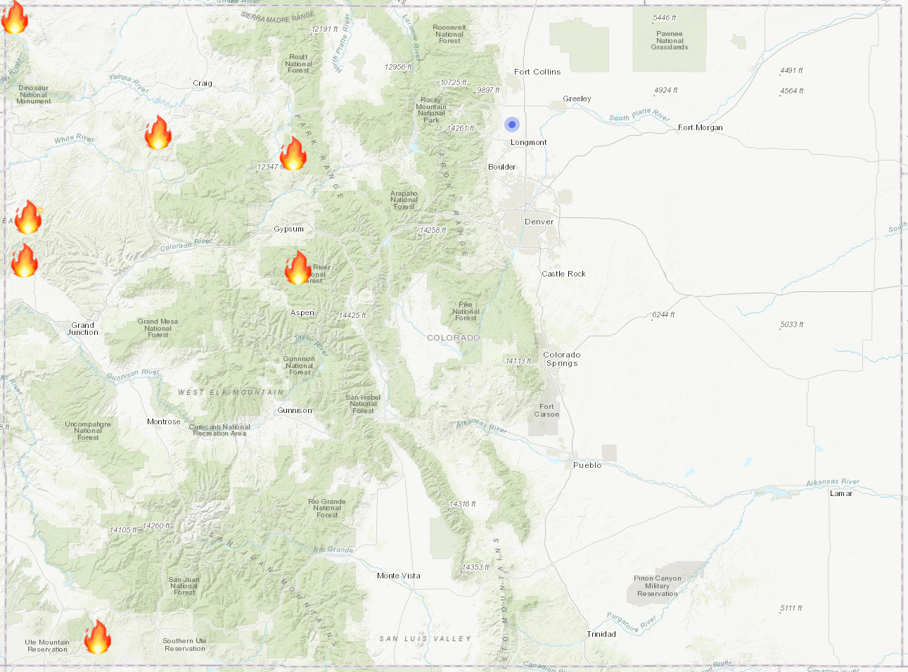 colorado, smoke and fire map