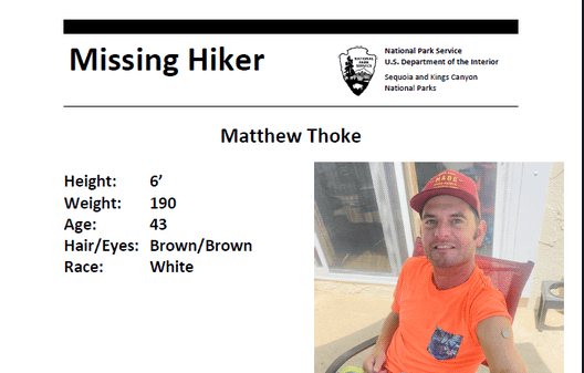 missing hiker, sequoia kings national park, california