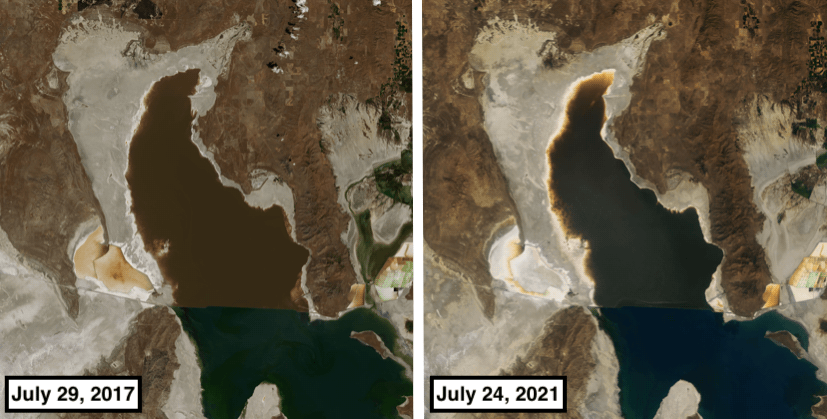 great salt lake, utah, drought, nasa,