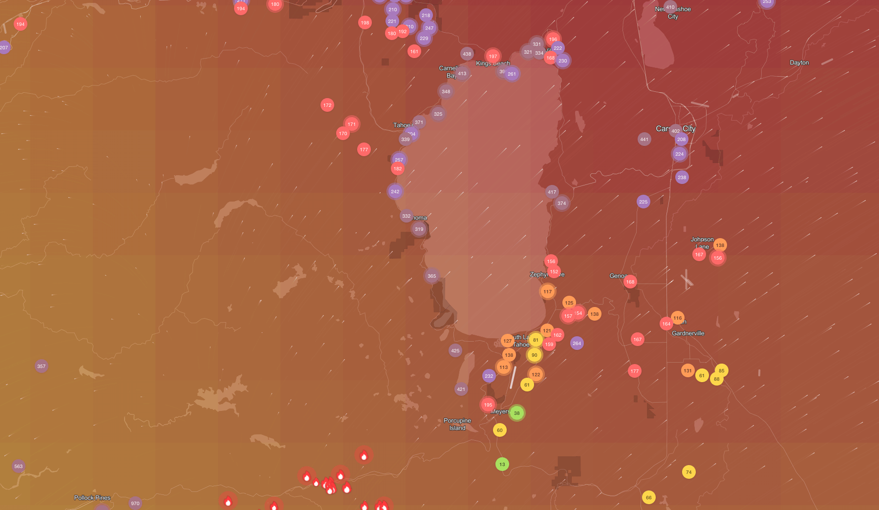 air quality, Lake Tahoe, california, Caldor fire