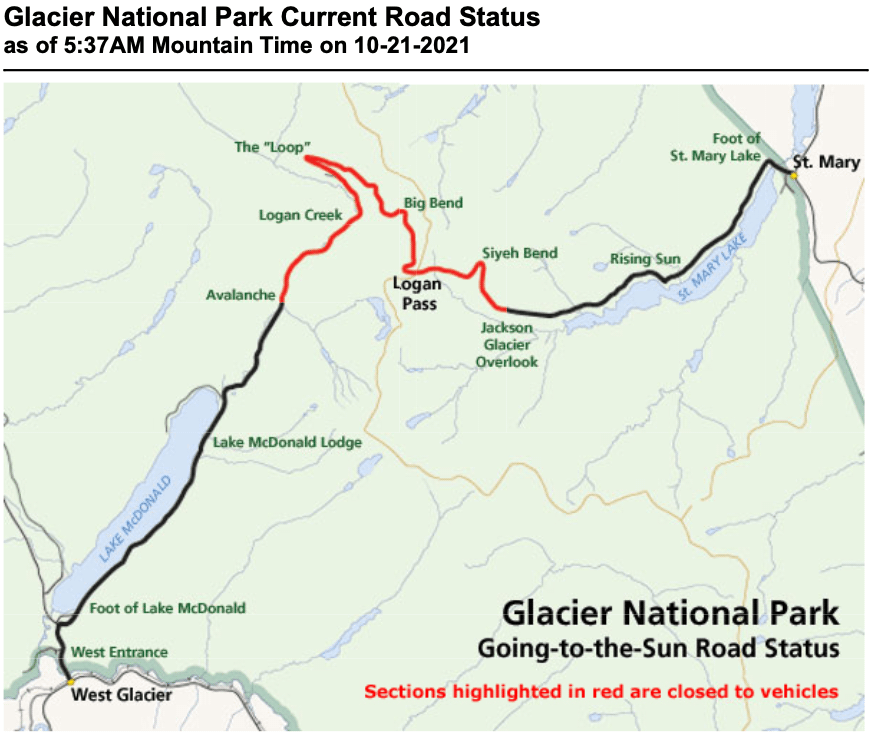 going-to-the-sun road, closed, 