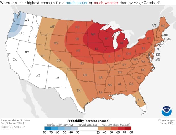 October, outlook, temperature, 