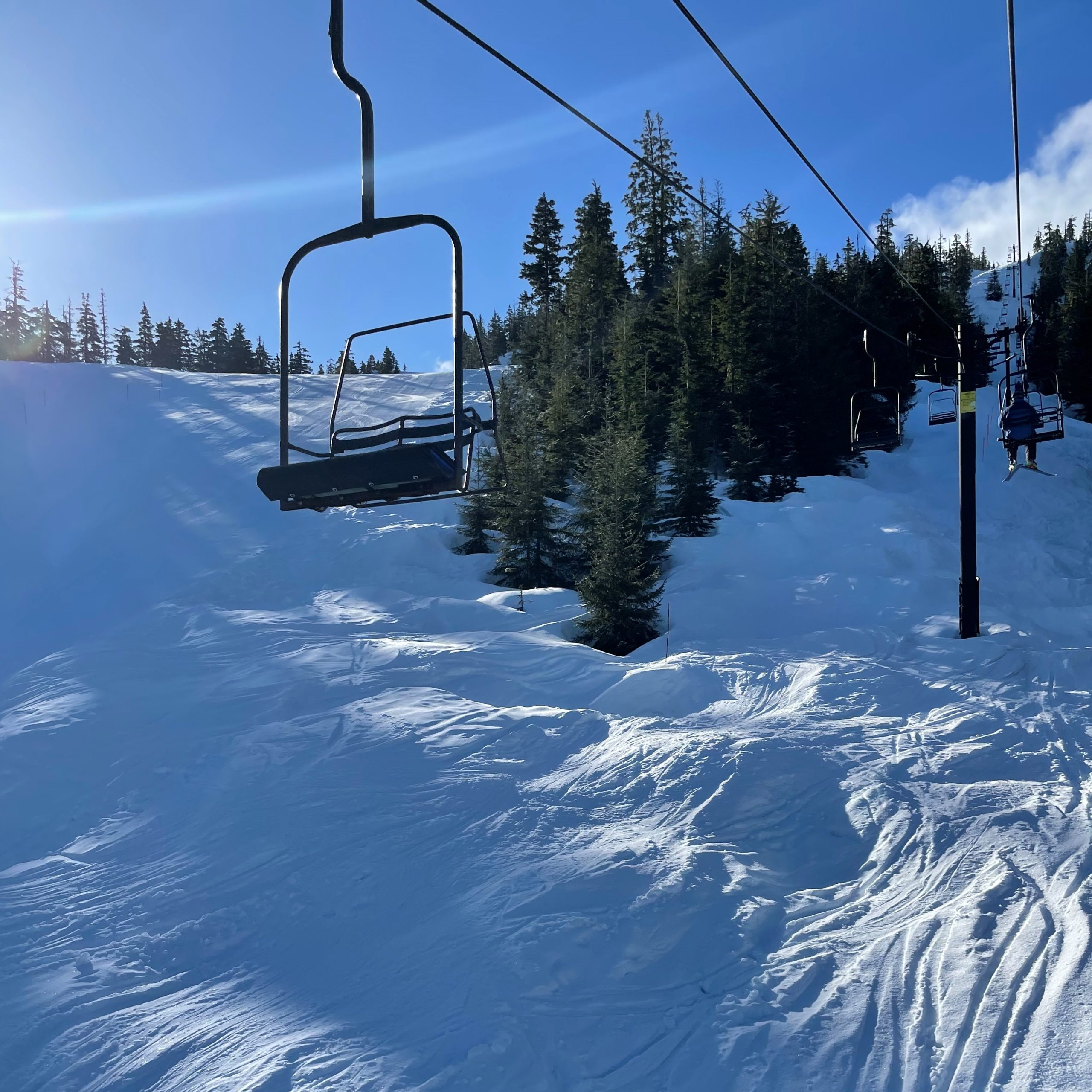 Classic 2-seater chairs at Eaglecrest Ski Area