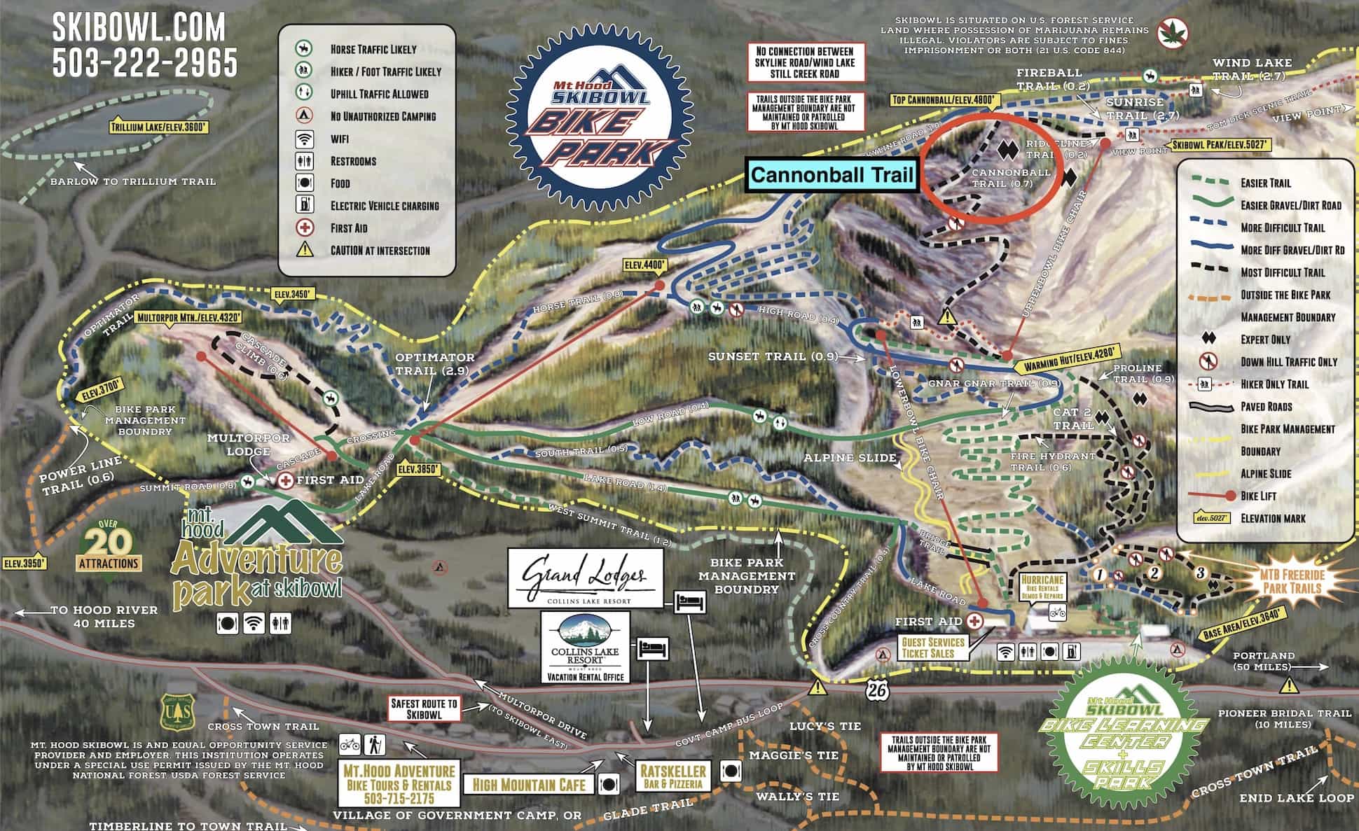 mt hood skibowl, mountain bike, map