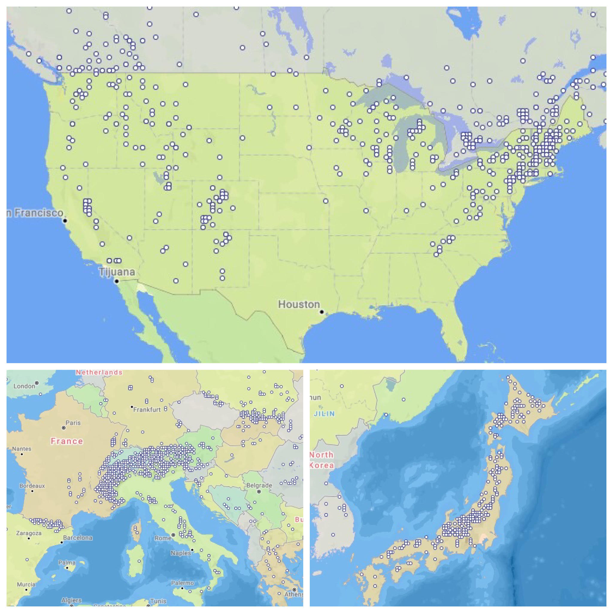 resorts, world map