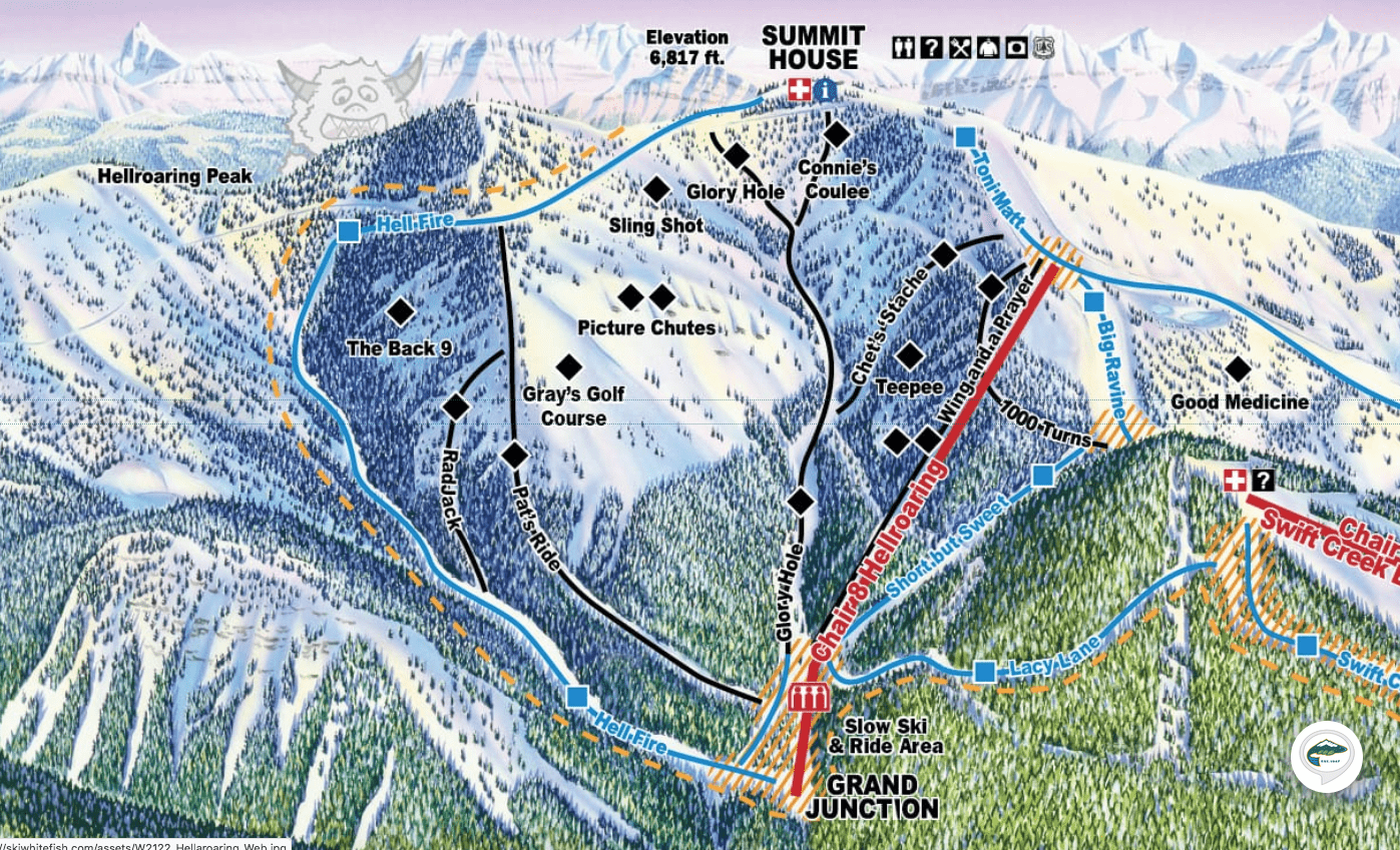 Whitefish Mountain Resort trail map, 