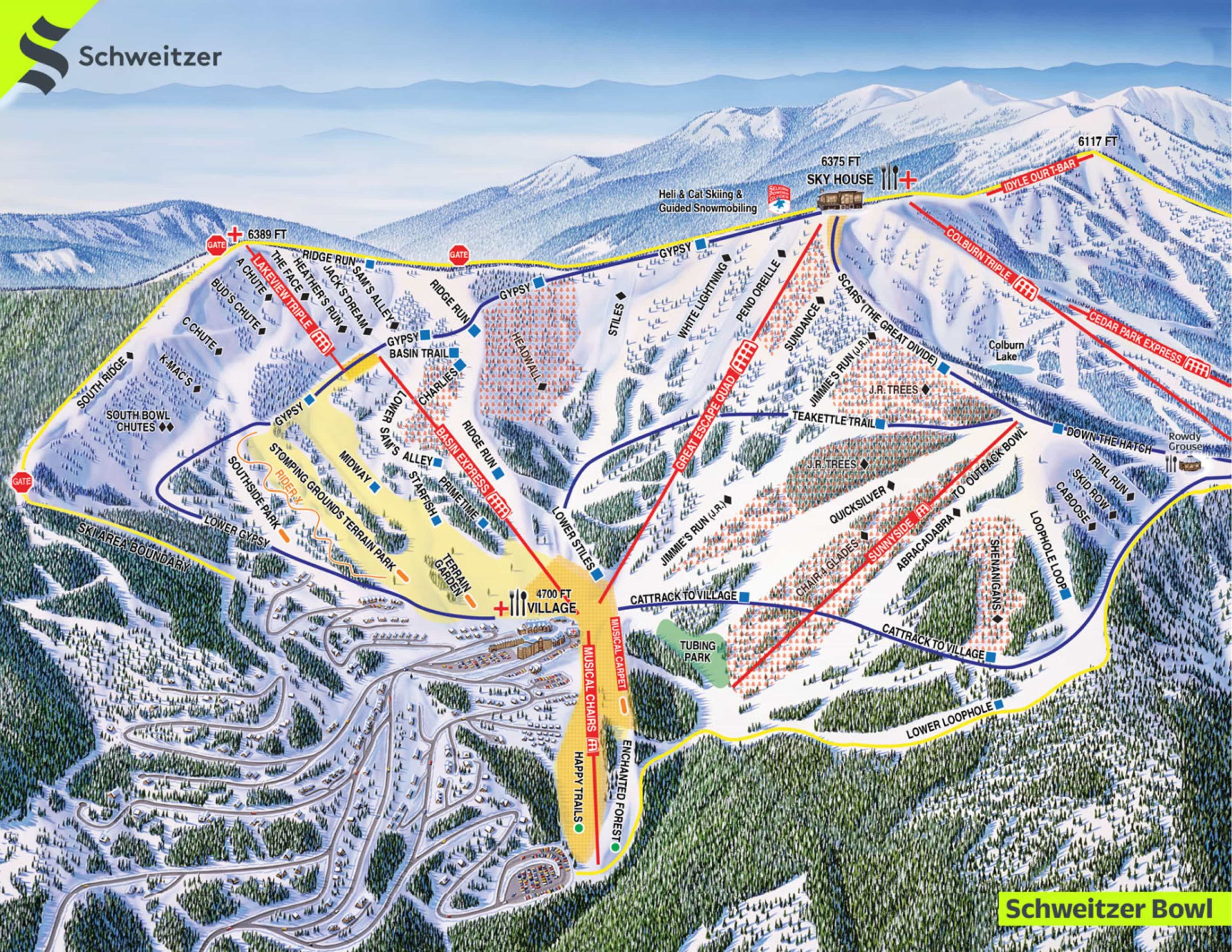 Schweitzer trail map, Idaho,