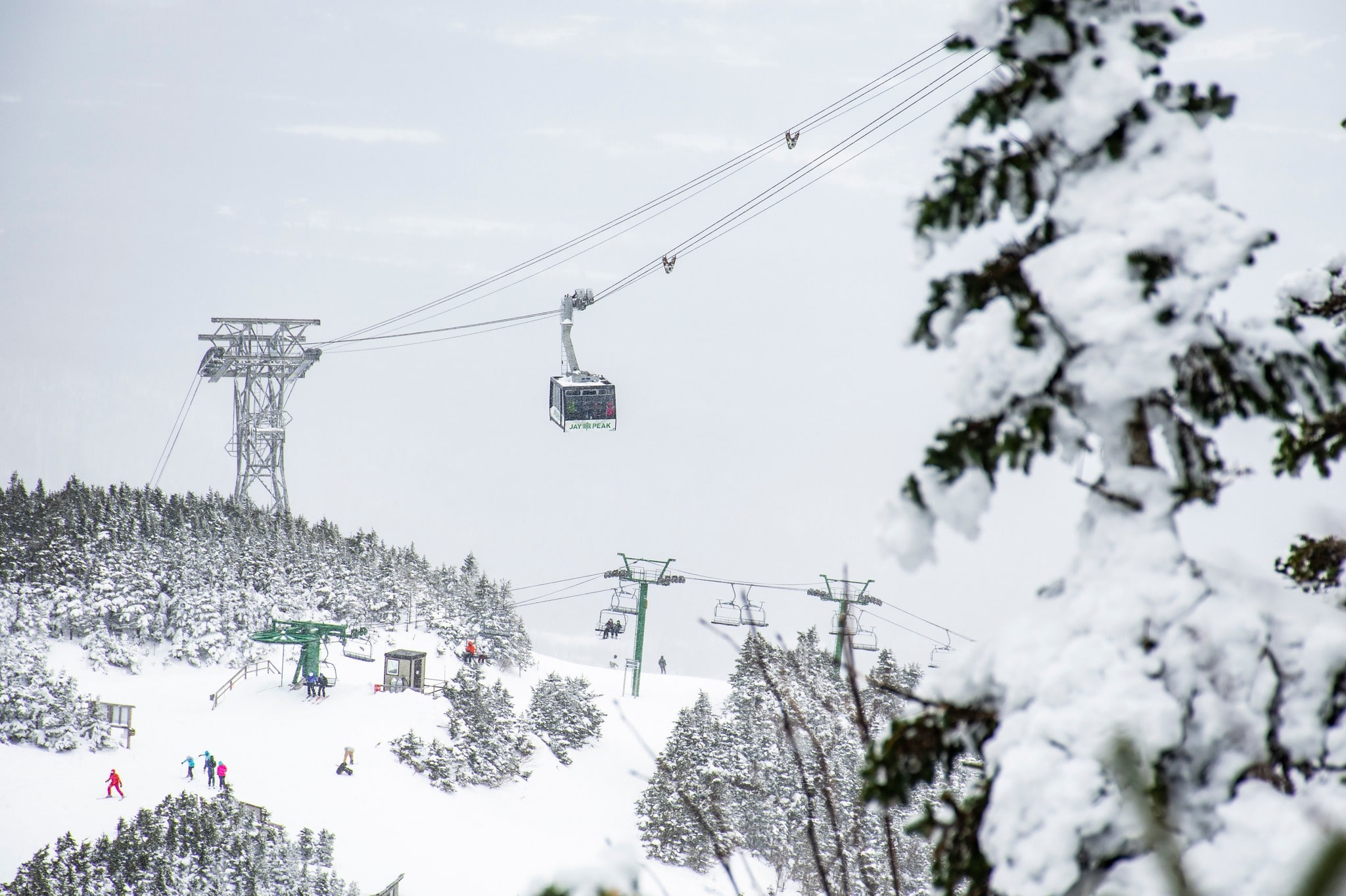 Tram Running on a Cold Day at Jay Peak Ski Resort