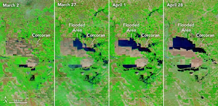 Corcoran San Joaquin valley, snowpack melts