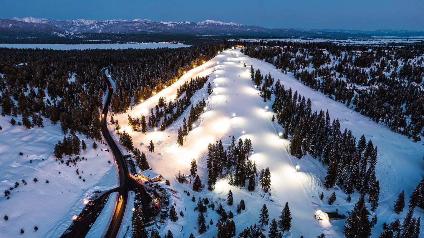 drone shot of little ski hill