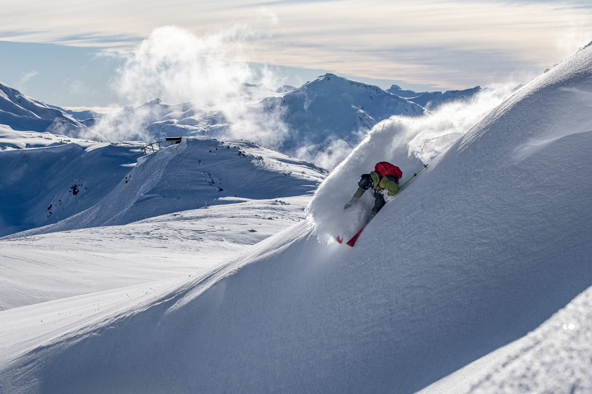 Powder skiing at Whistler-Blackcomb, BC