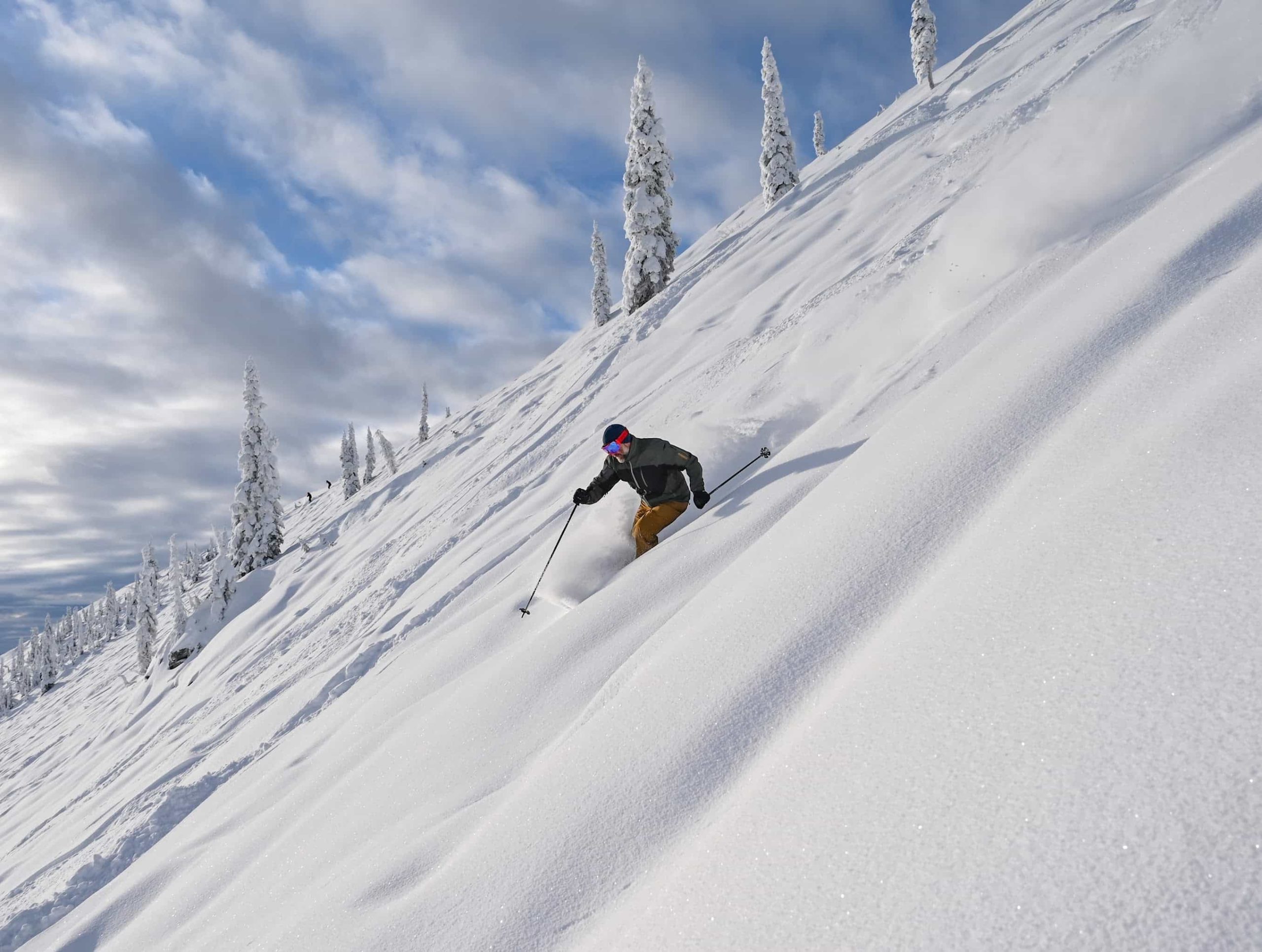 schweitzer idaho skier deep powder