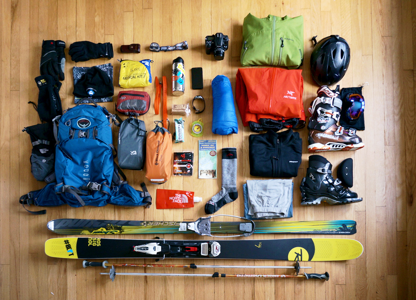 Ski Trip Layout Gear on The Floor