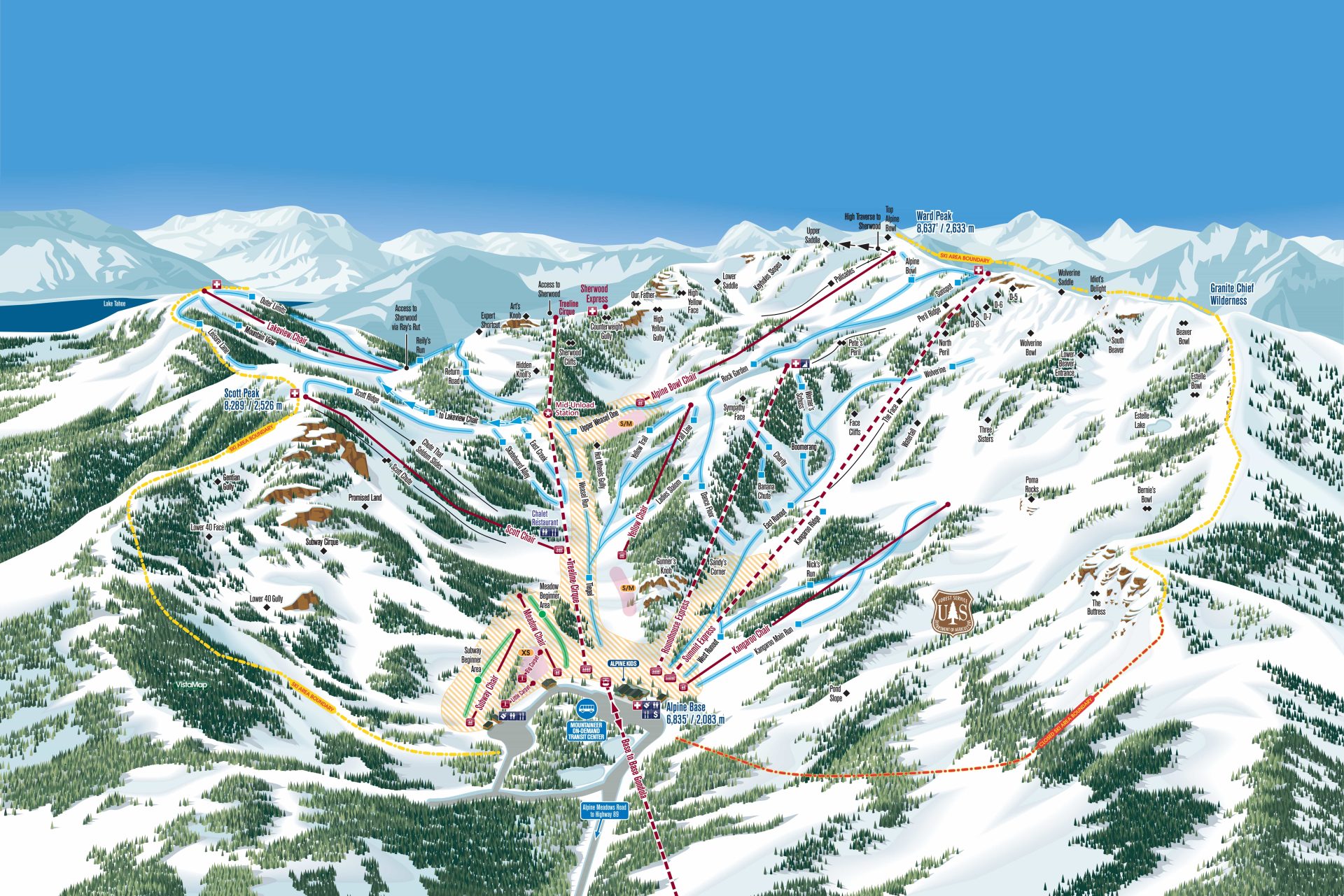 alpine meadows front side trail map