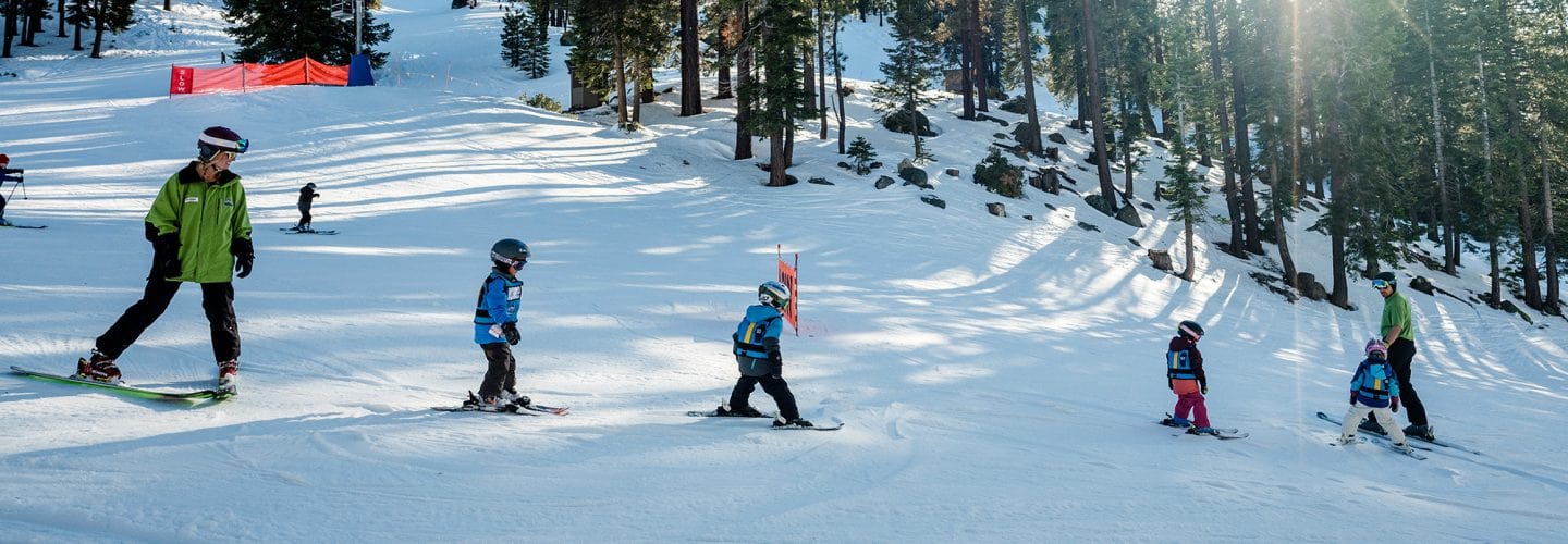 A ski lesson at Diamond Peak, Nevada.