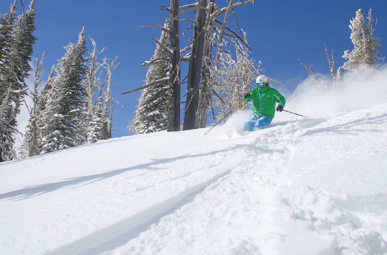 Skiing Brundage Mountain Resort's Centennial terrain. Credit: Ski Idaho / Tony Harrison