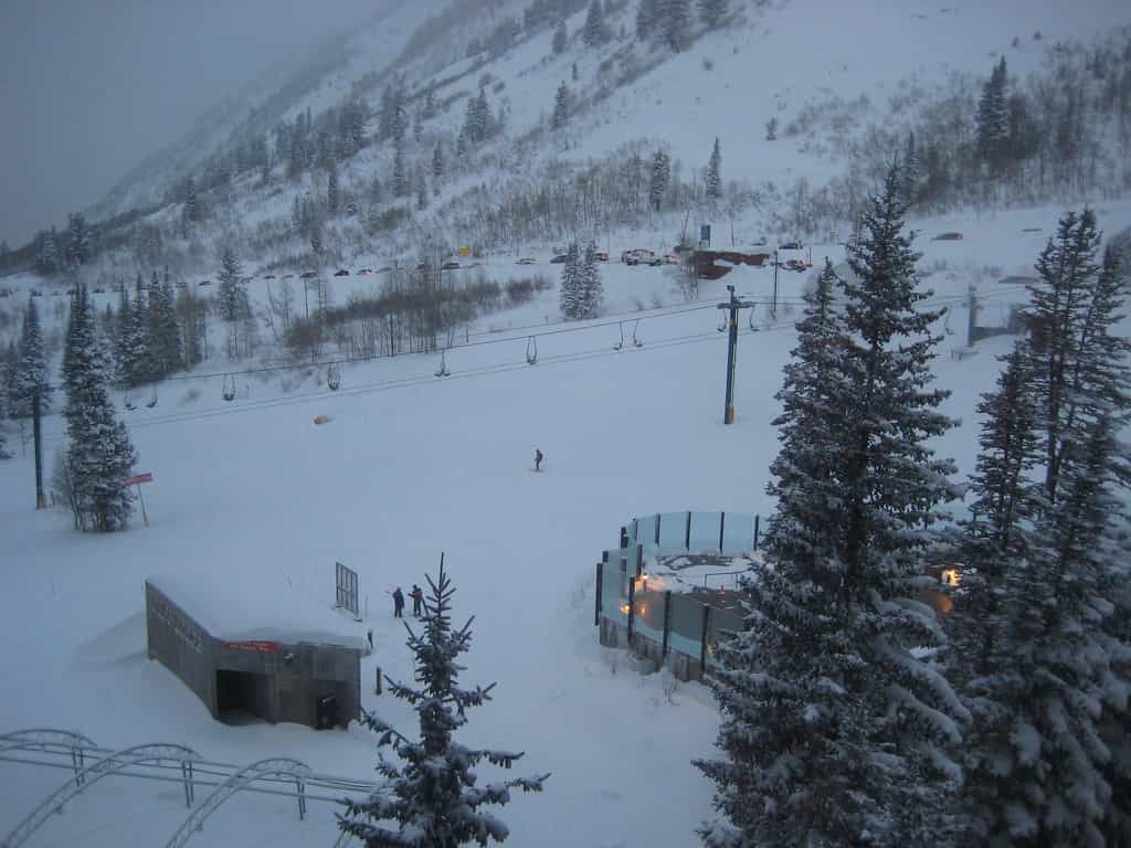 The Chickadee lift and beginner area at Snowbird, UT.