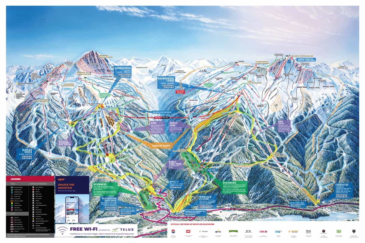 Whistler Blackcomb 23/24 trail map