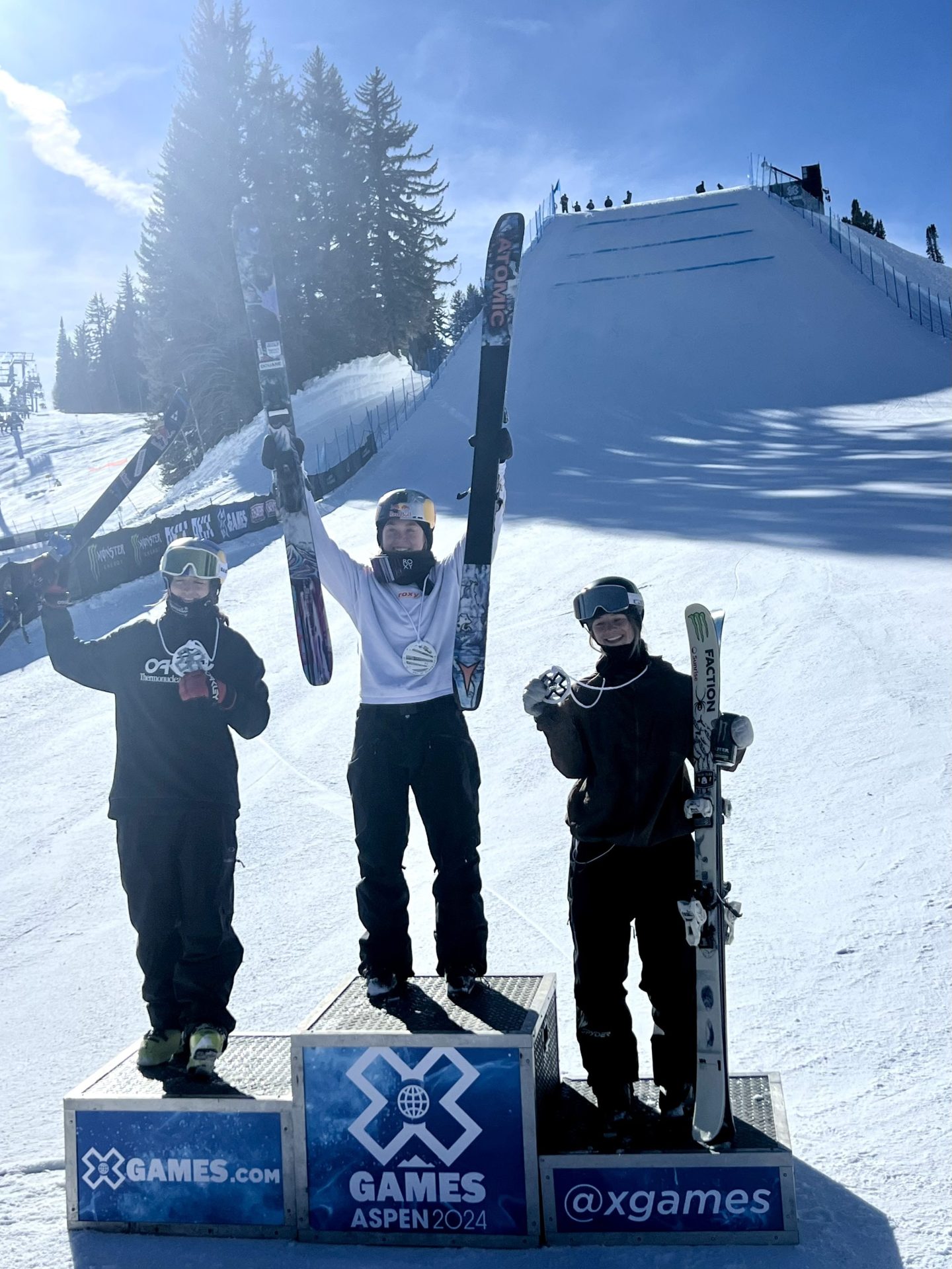 womens ski slopestyle podium