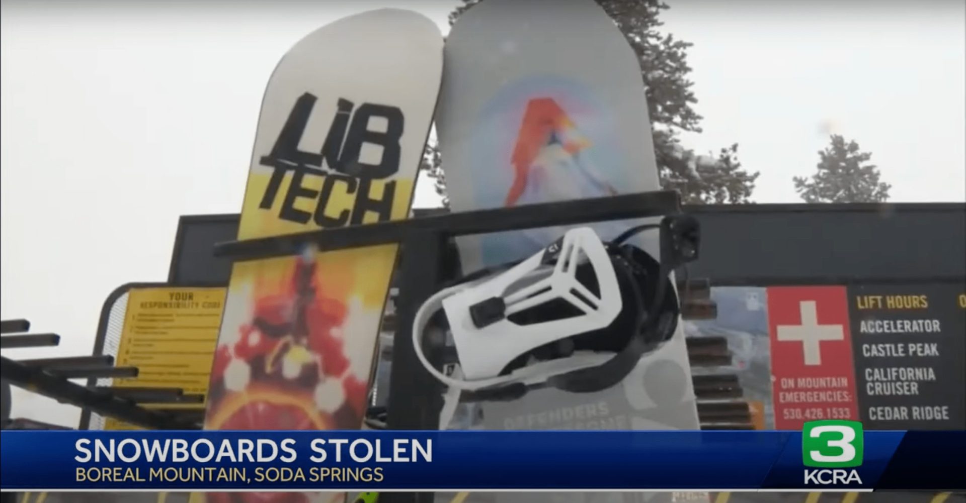 KCRA Youtube clip image from Soda Springs at Boreal Mountain Resort.