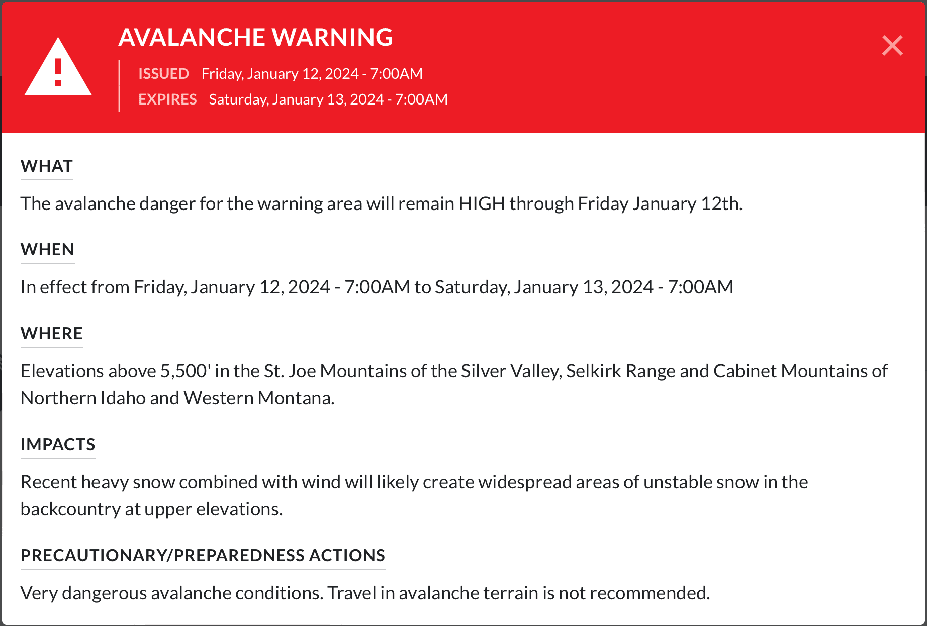 avalanche idaho