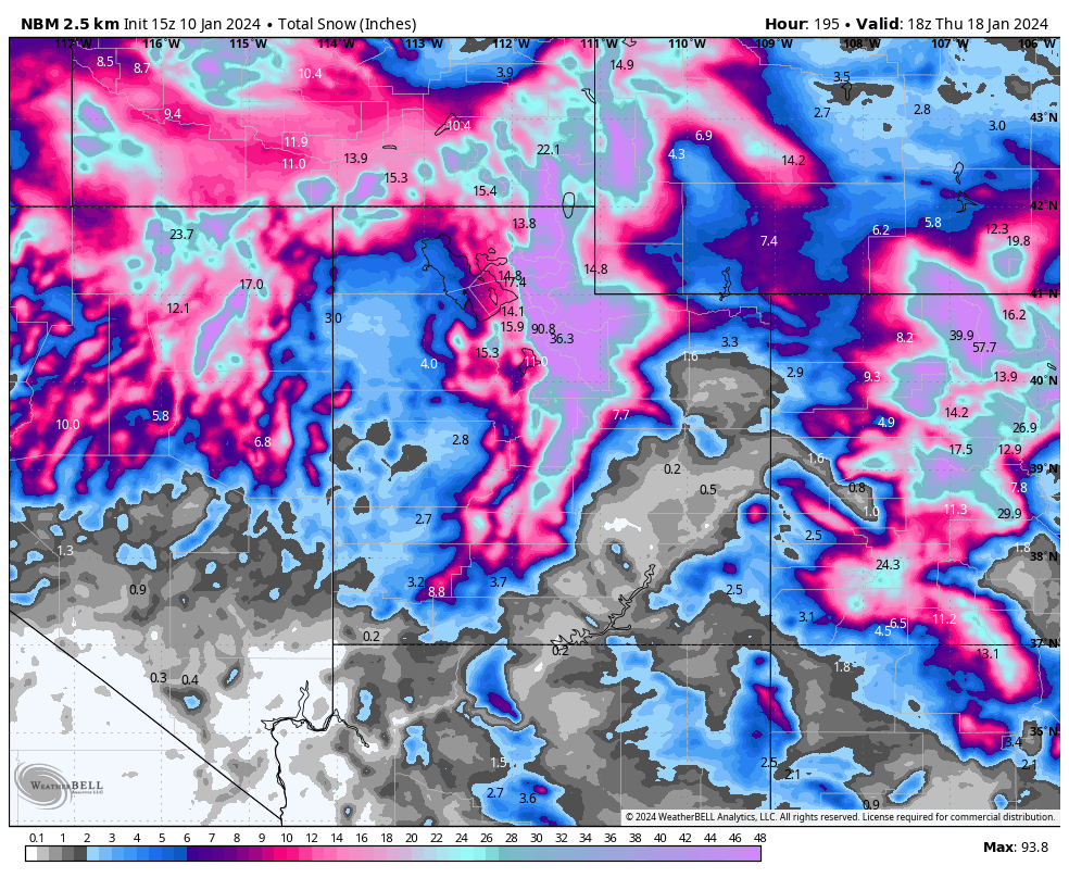 Utah ski resort snow totals