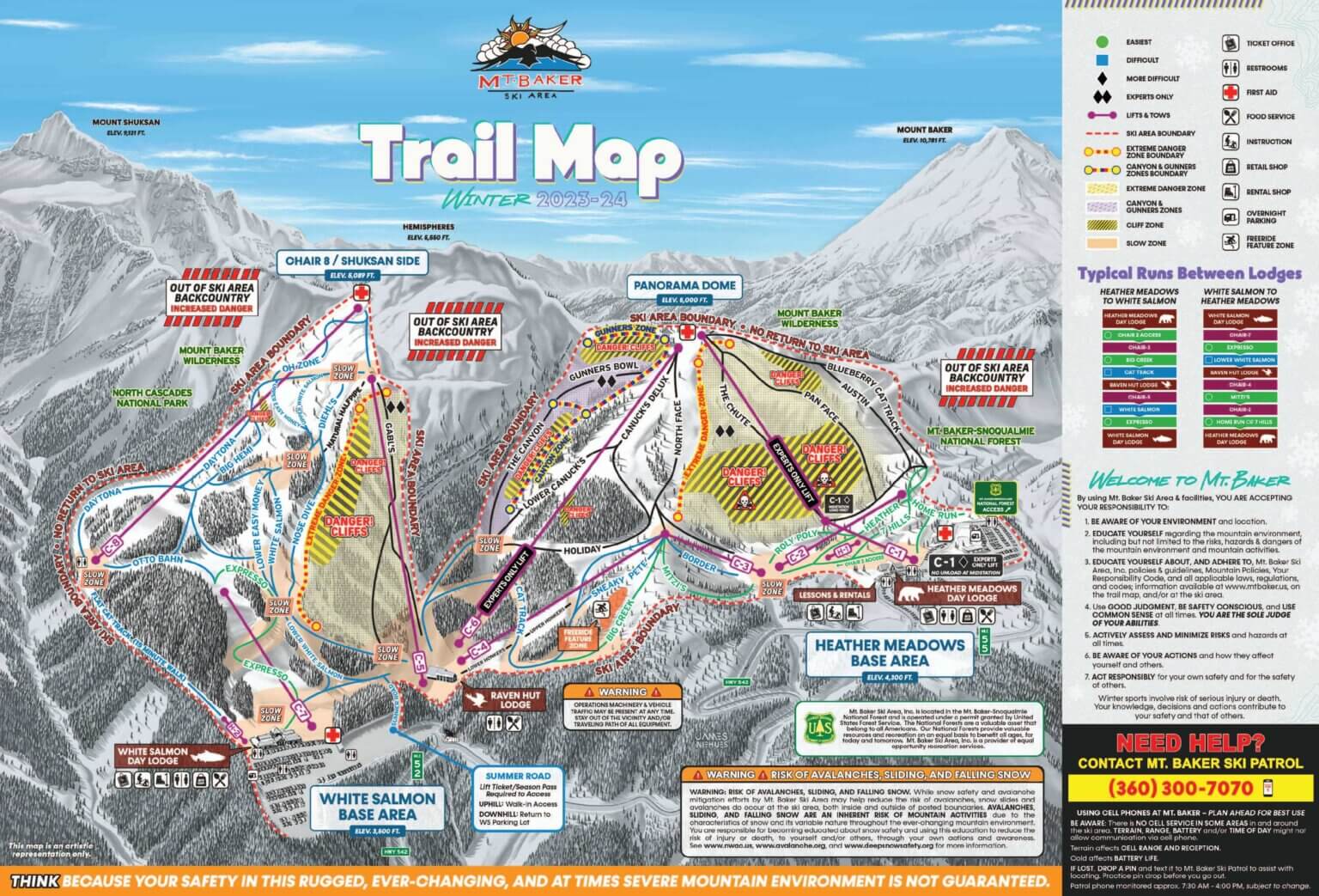 Mount Baker Ski Area Trail Map
