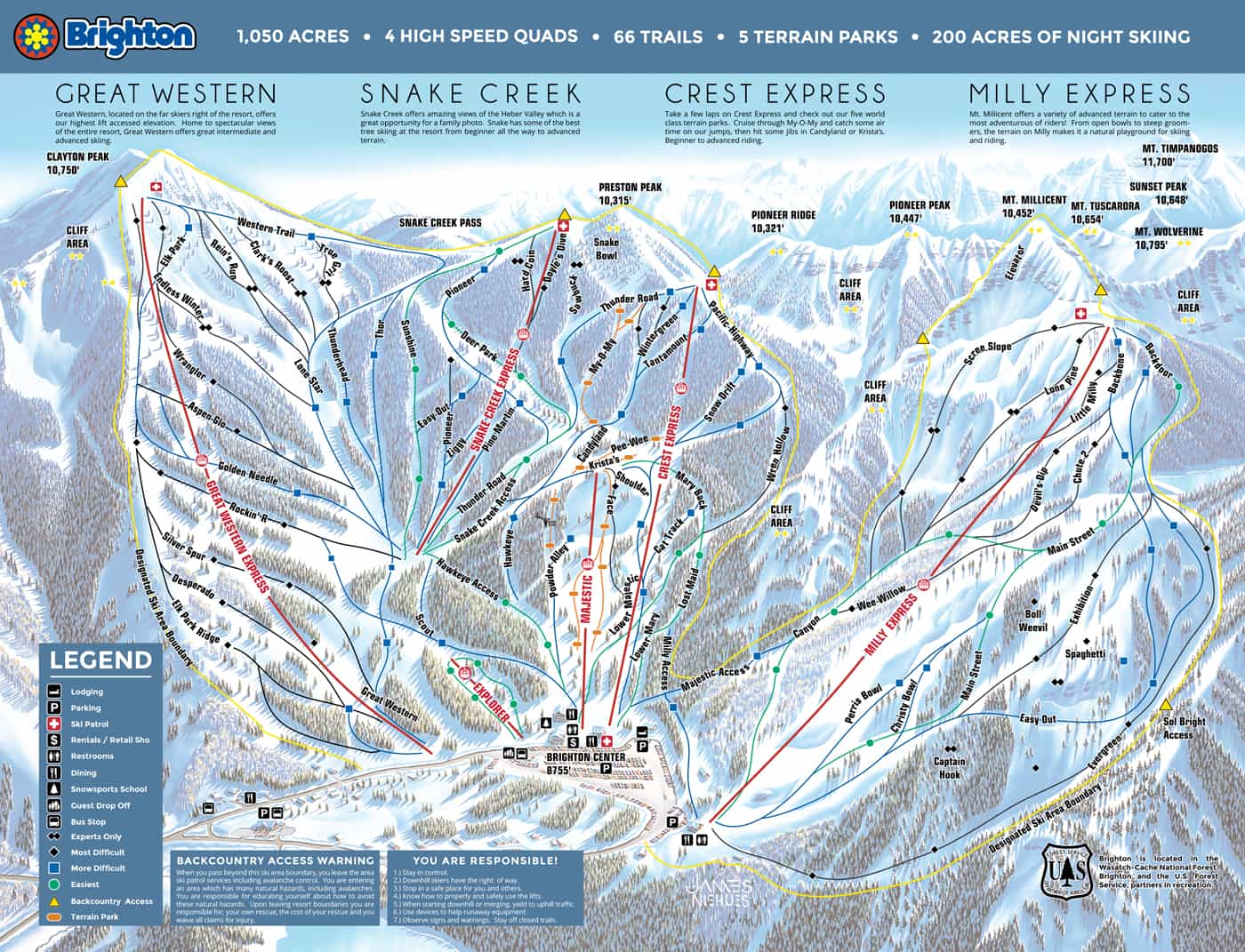Brighton Resort, UT, trail map.