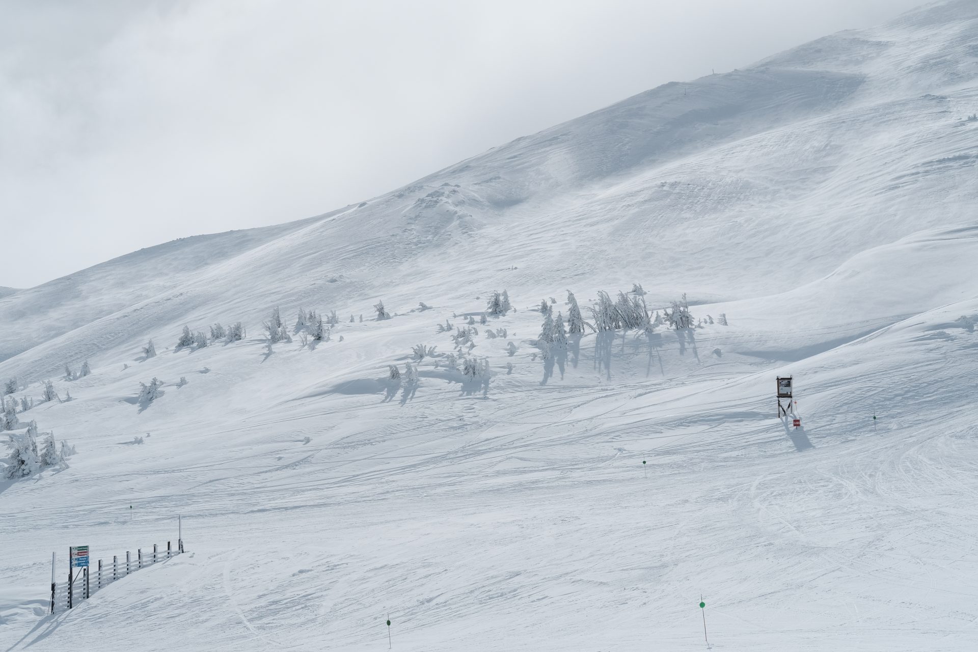 alpine vista with all surfaces coated in rime