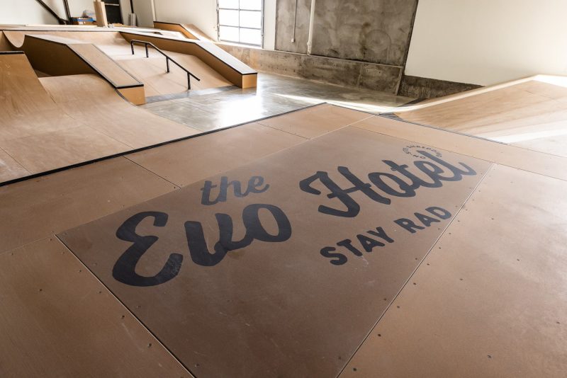 The skate park the evo hotel in Salt Lake. Photo Credit: evo