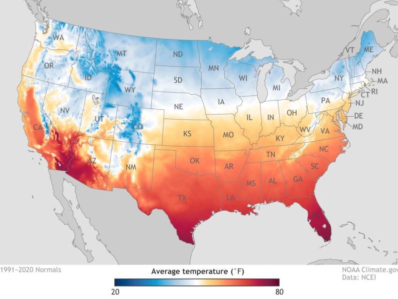 Average temperature in the U.S. Photo Credit: NOAA