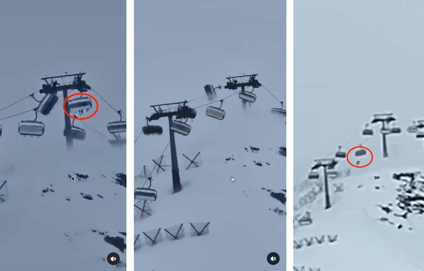 crazy winds at Cervinia throw skier from chairlift