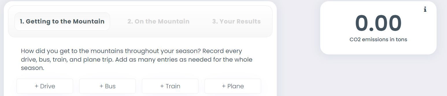 Track carbon footprint using Powder Nomad's tool. Photo Credit: Powder Nomad