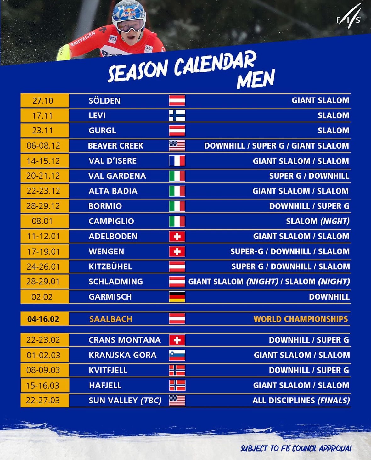 24/25 fis alpine calendar