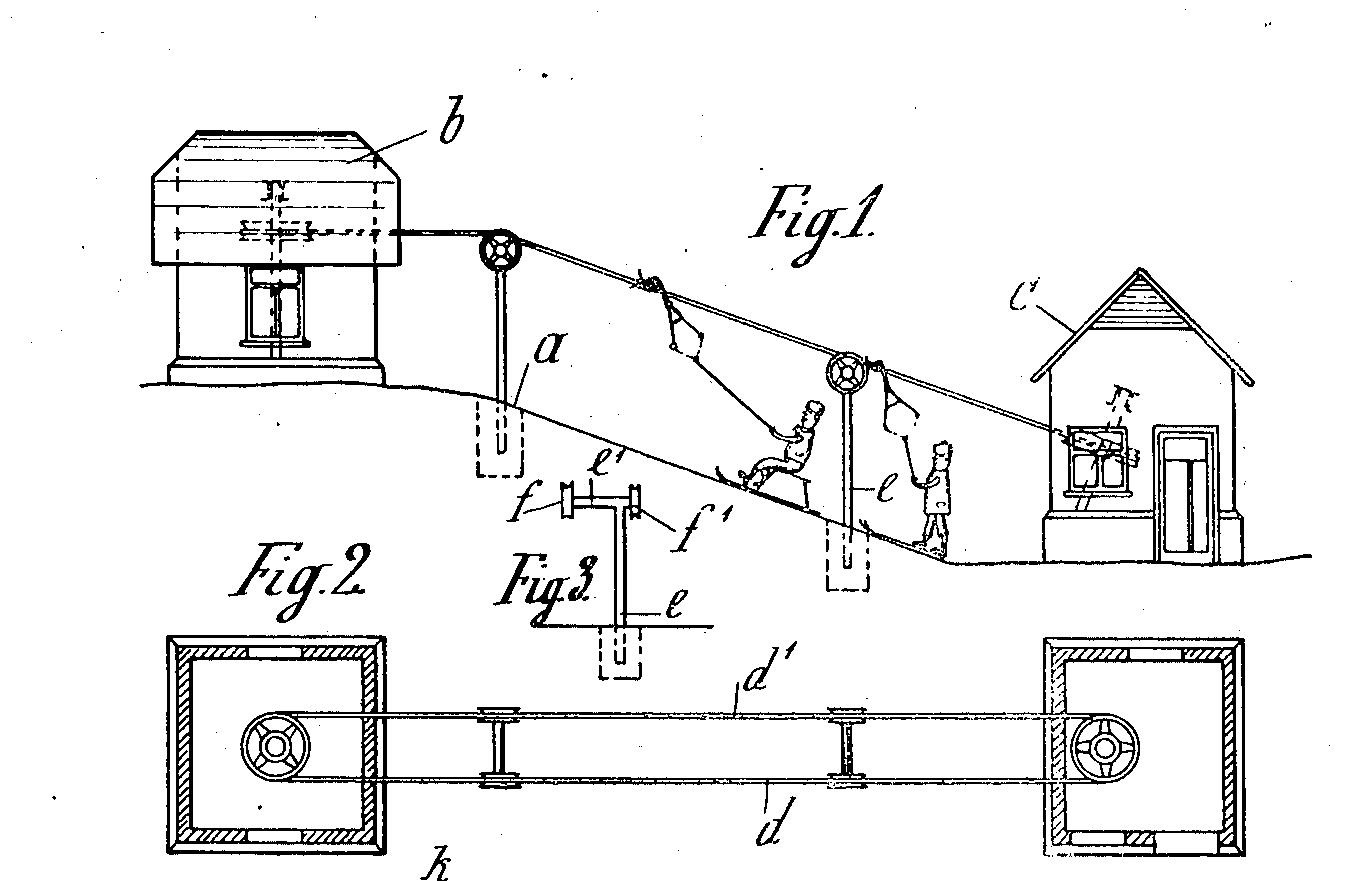 The patented design of the first ski lift in the world. | Picture: Deutsches Patentamt