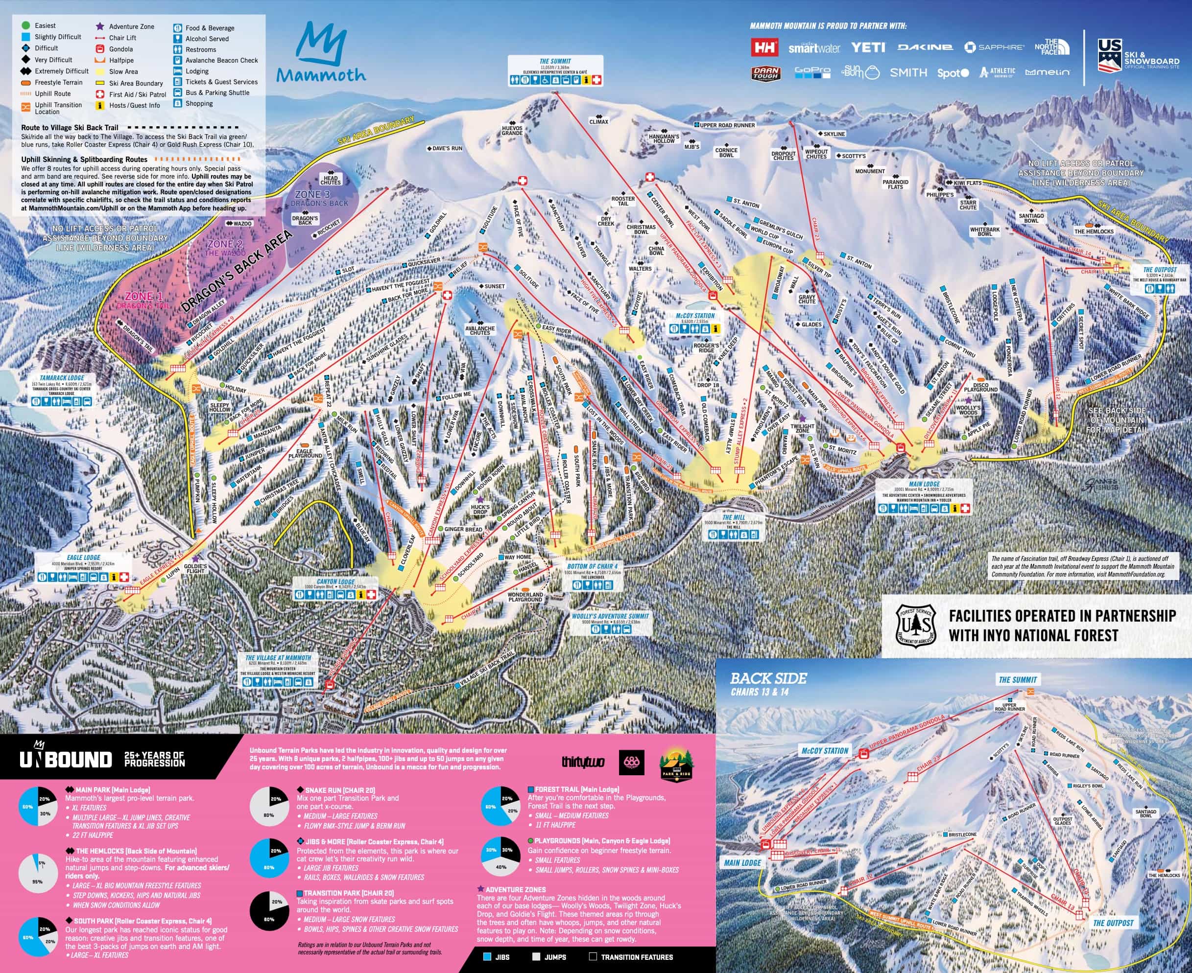 Mammoth Mountain 23/24 trail map.