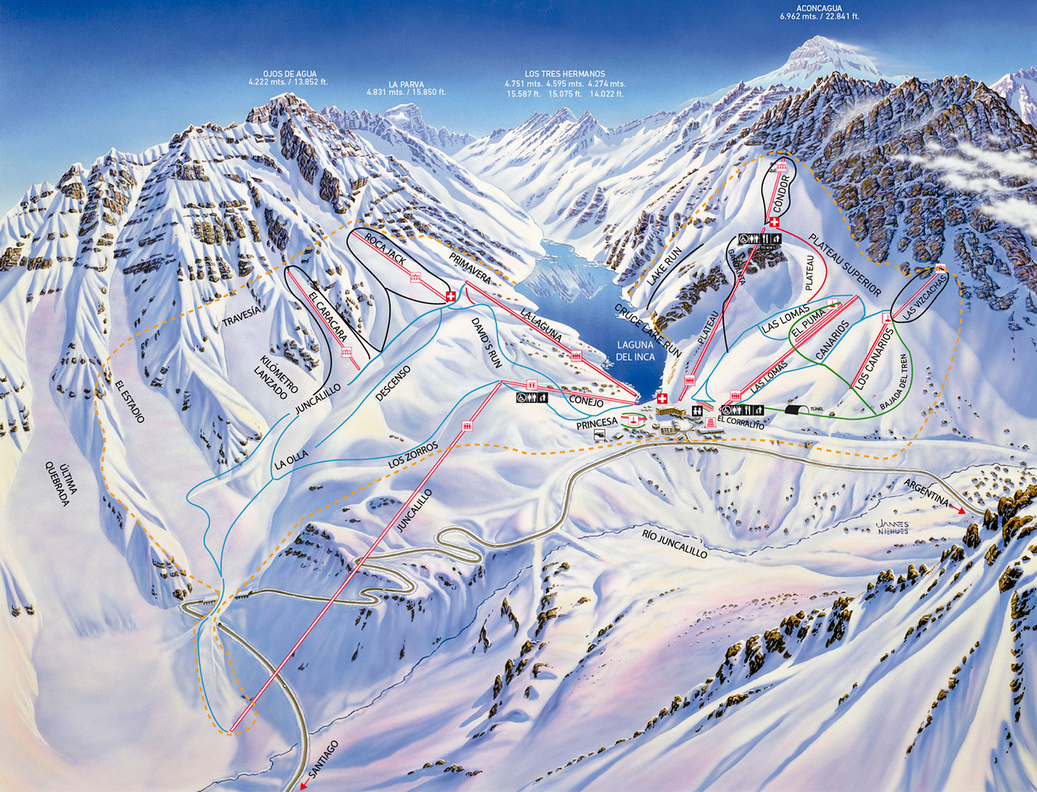 Ski Portillo trail map. Photo Credit: Ski Portillo