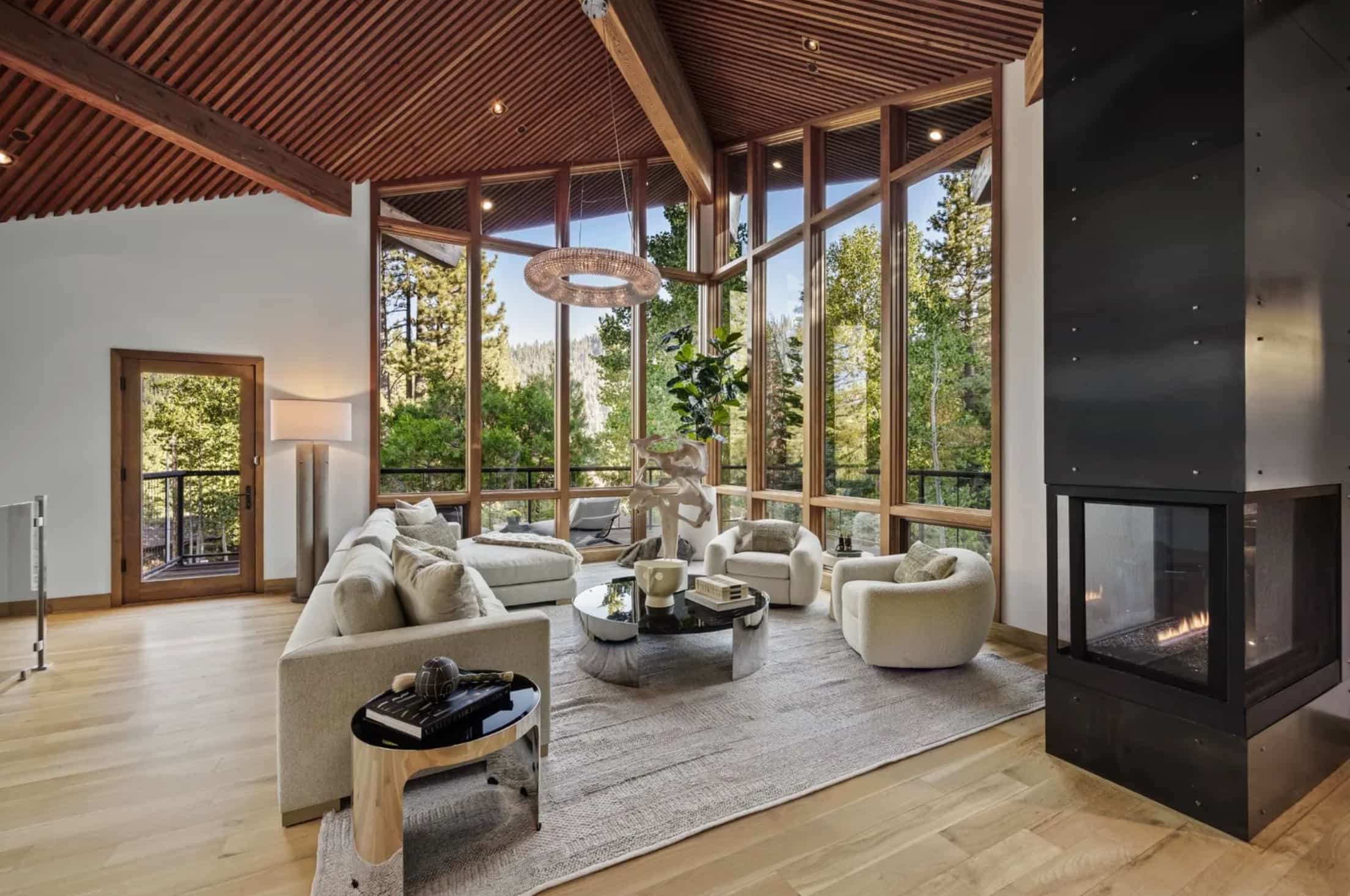 living space in the cabin overlooking palisades tahoe