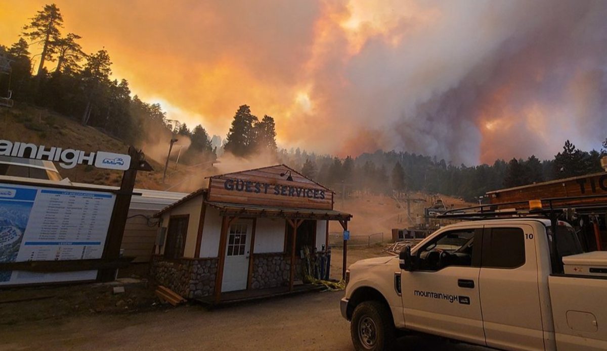 The Bridge Fire swarms Mountain High Ski Area. Photo Credit: The Inertia