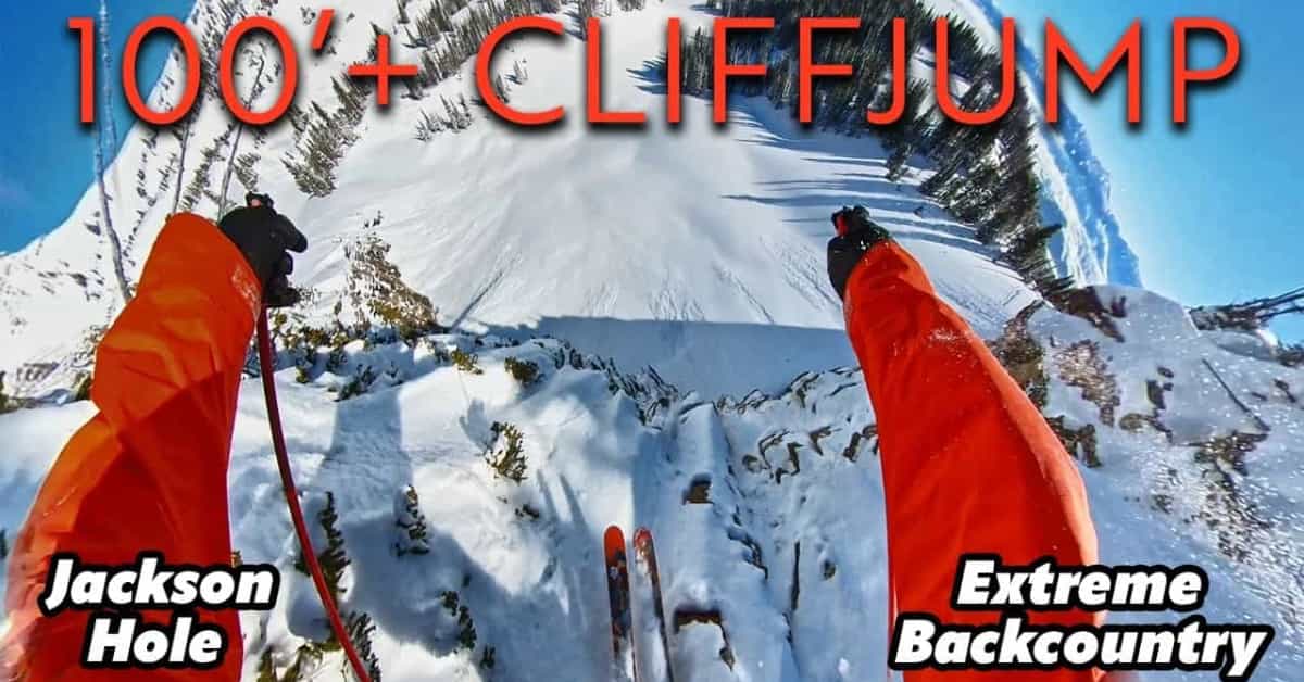 Owen Leeper 128-foot cliff jump in Jackson Hole, WY | Photo: Owen Leeper
