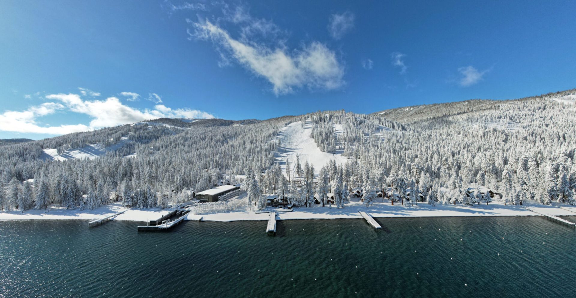 Looking up from the Lake Tahoe's western shore. Photo Credit: Homewood Mountain Resort